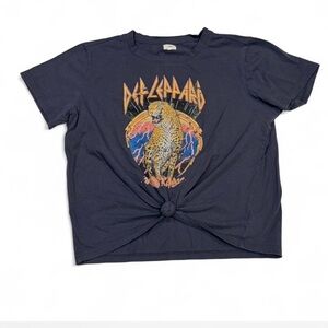 Def Leppard Graphic Tee with knot tied in front